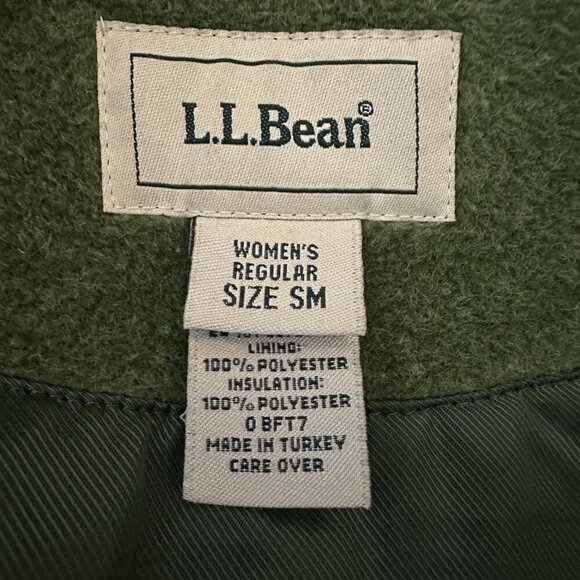 LL Bean Women’s Small Wool Blend Sage Green Hooded Zip Coat Jacket Lined Retro - Picture 11 of 11